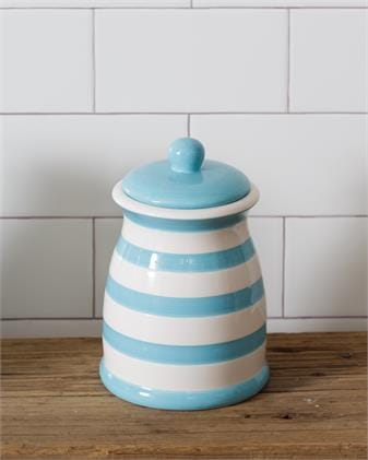 Blue Stripe Cookie Jar