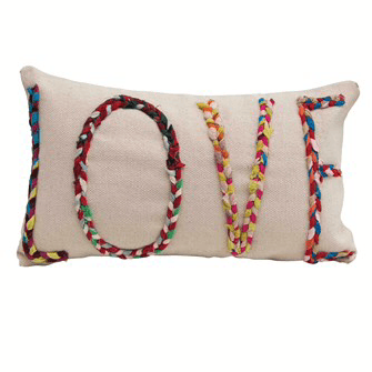 Lumbar Pillow with Embroidered Pattern & Tassels