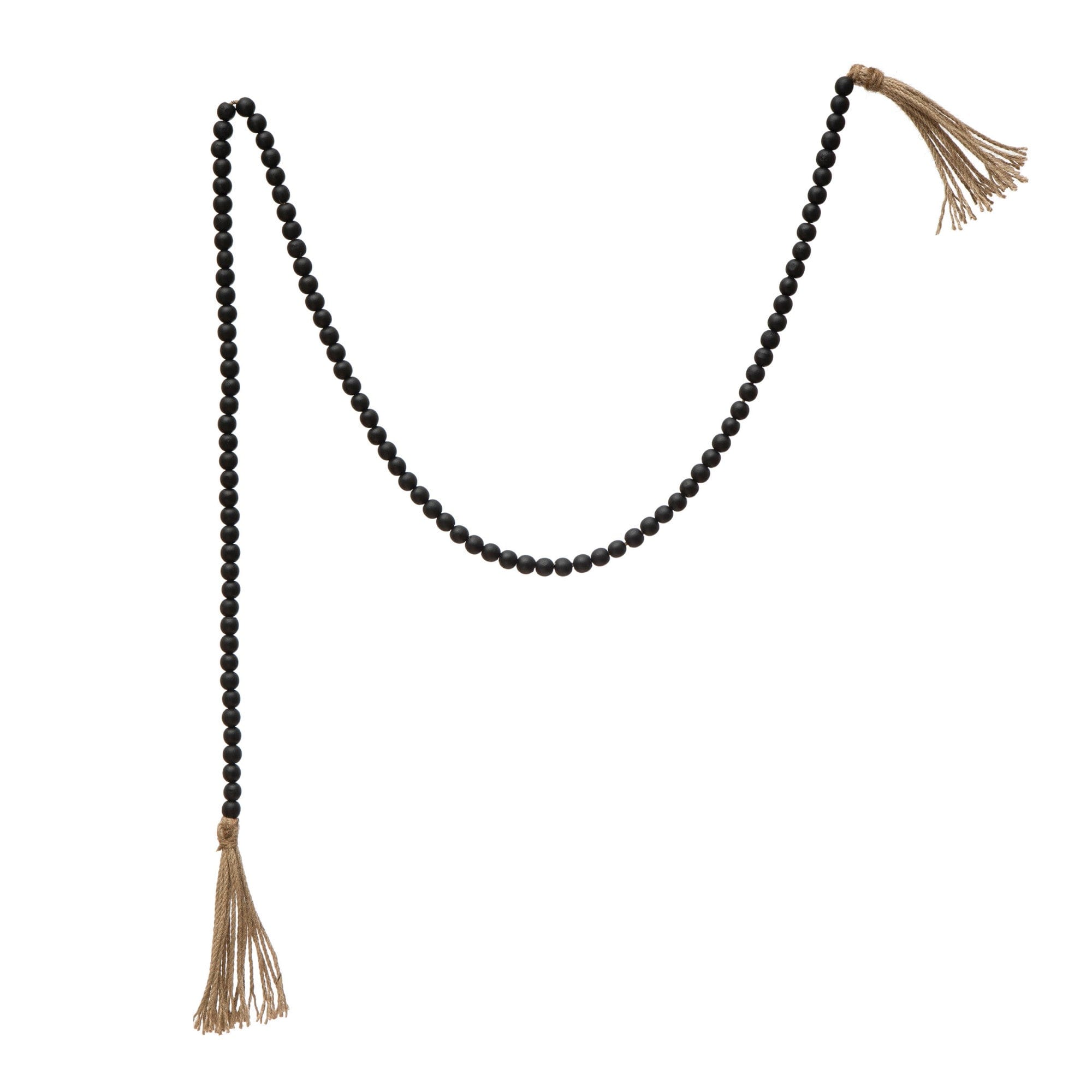 Wood Bead Garland with Tassels - Grey