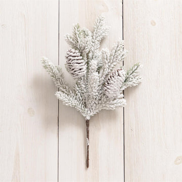 Branch - White Flocked with Pinecones