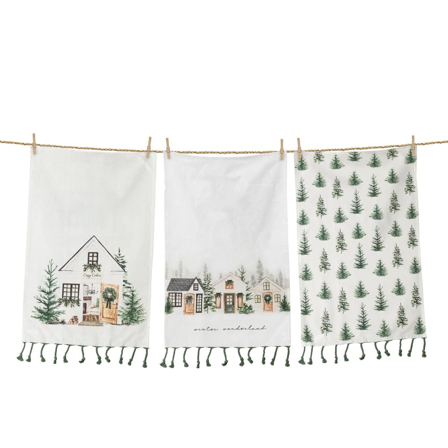 Tea Towels - Cozy Cottage Winter Wonderland - Set of 3