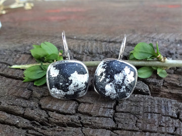 Square Silver Clay Earrings