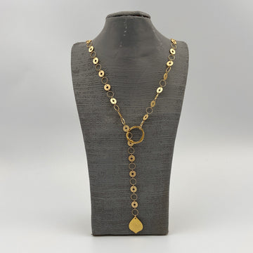 Gold Circles Lariat Necklace - Five and Divine